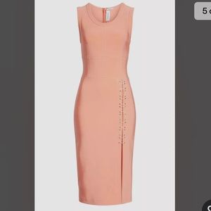 Yigal Azrouël | Mechanical Stretch Sleeveless Bodycon Lace Up Dress